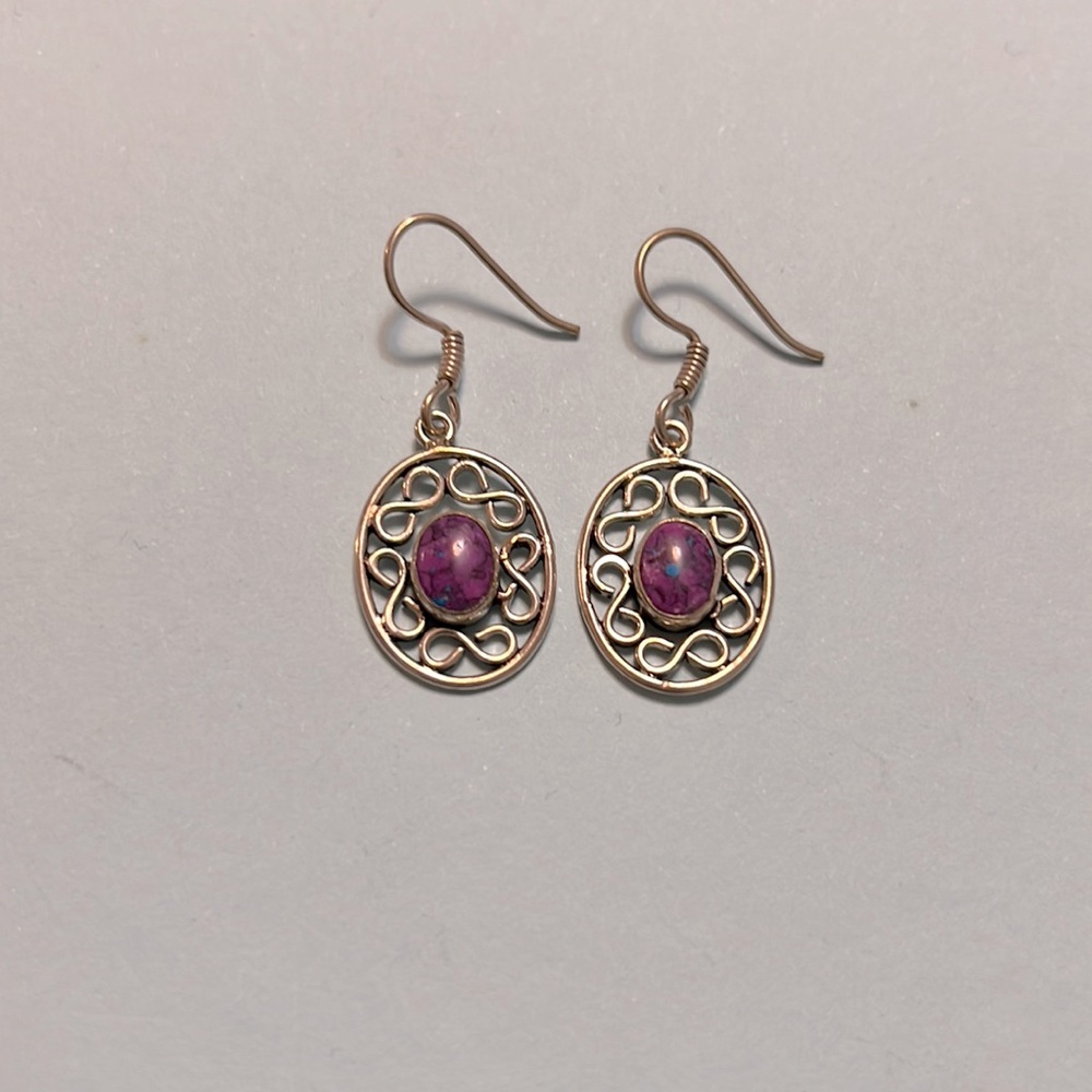 Natural Purple Turquoise Earrings